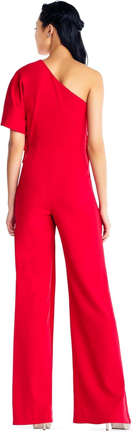 imageAdrianna Papell Womens PlusSize One Shoulder Crepe Melania Jumpsuit PlusRed