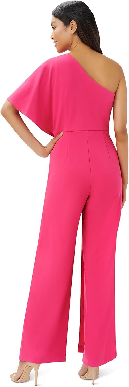 imageAdrianna Papell Womens PlusSize One Shoulder Crepe Melania Jumpsuit PlusWatermelon Bliss