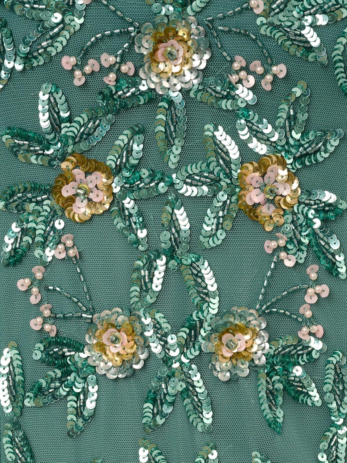 imageAdrianna Papell Womens Ruffle Bead DressGreen Slate