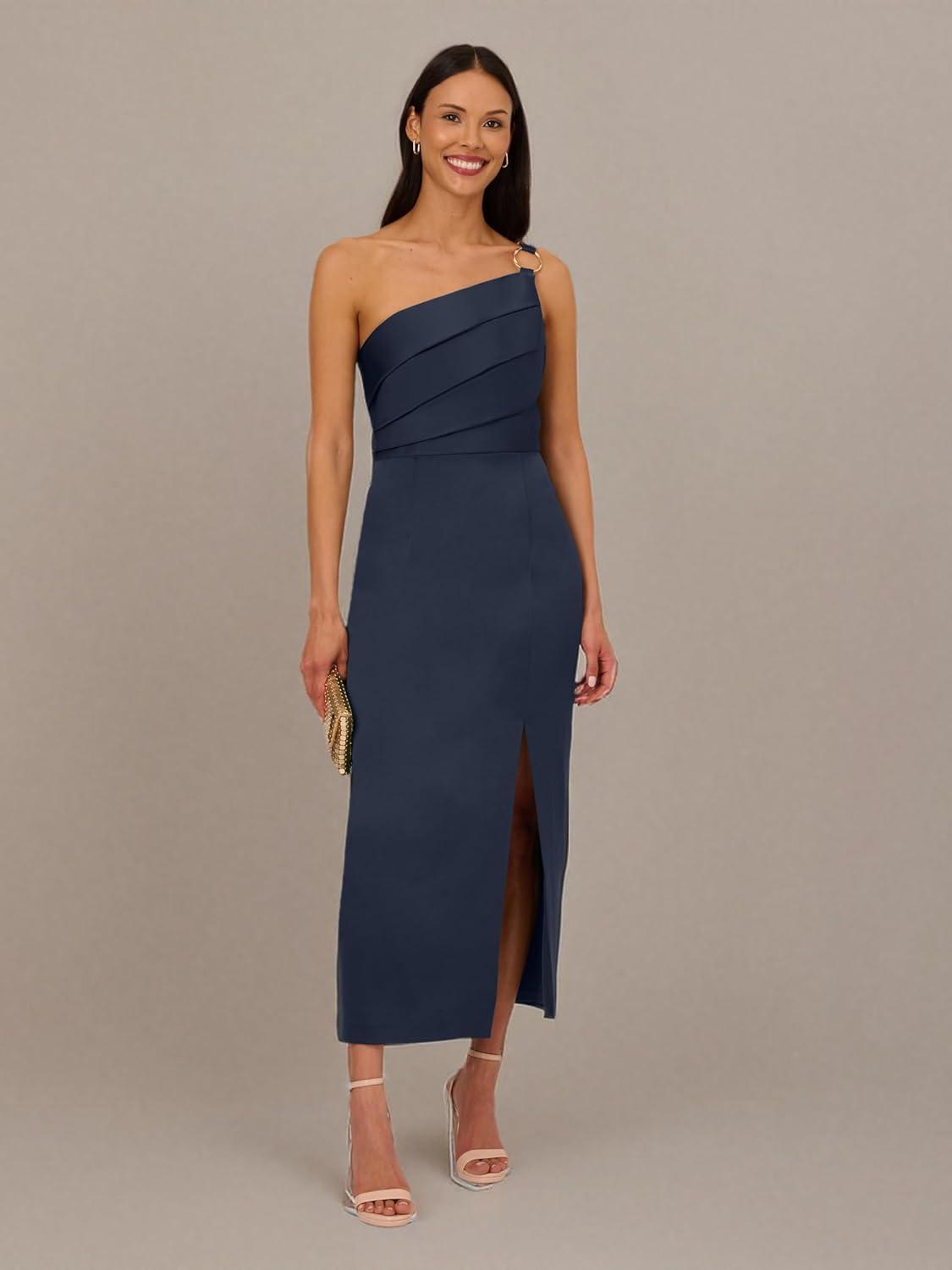 imageAdrianna Papell Womens Satin Crepe DressDark Navy