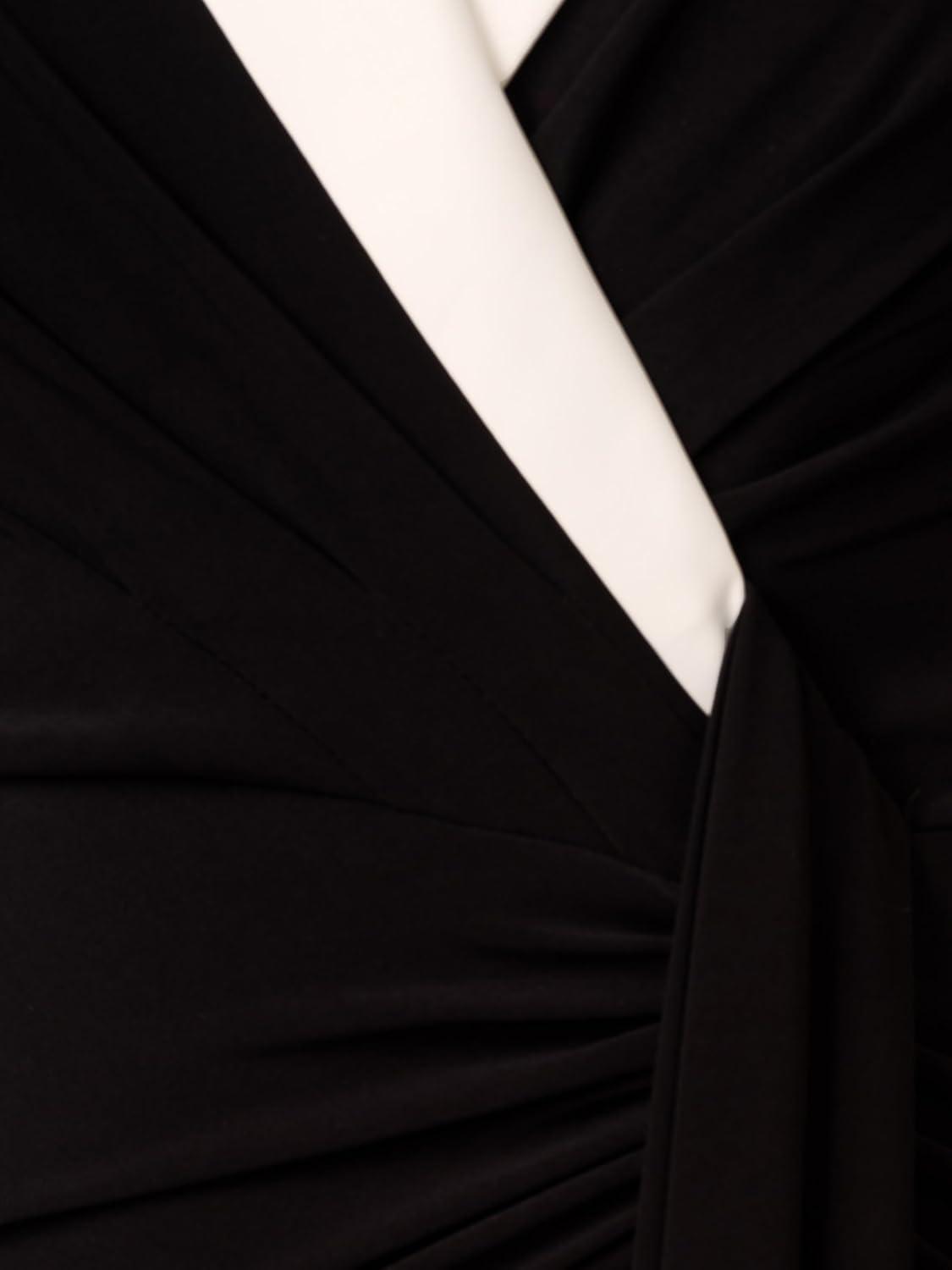 imageAdrianna Papell Womens Shawl Collar Jersey GownBlackIvory