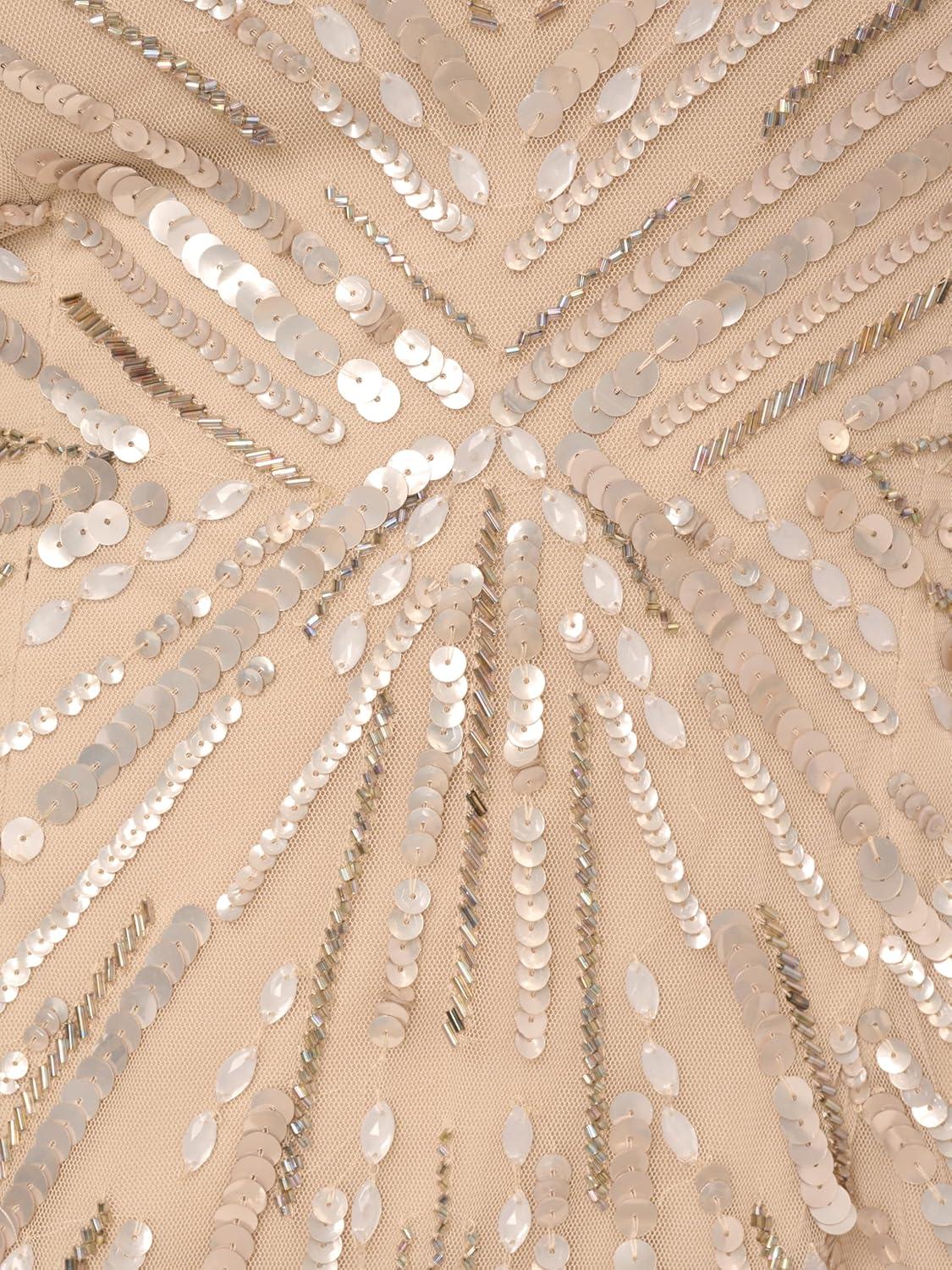 imageAdrianna Papell Womens Sleeveless Bead Long DressBiscotti