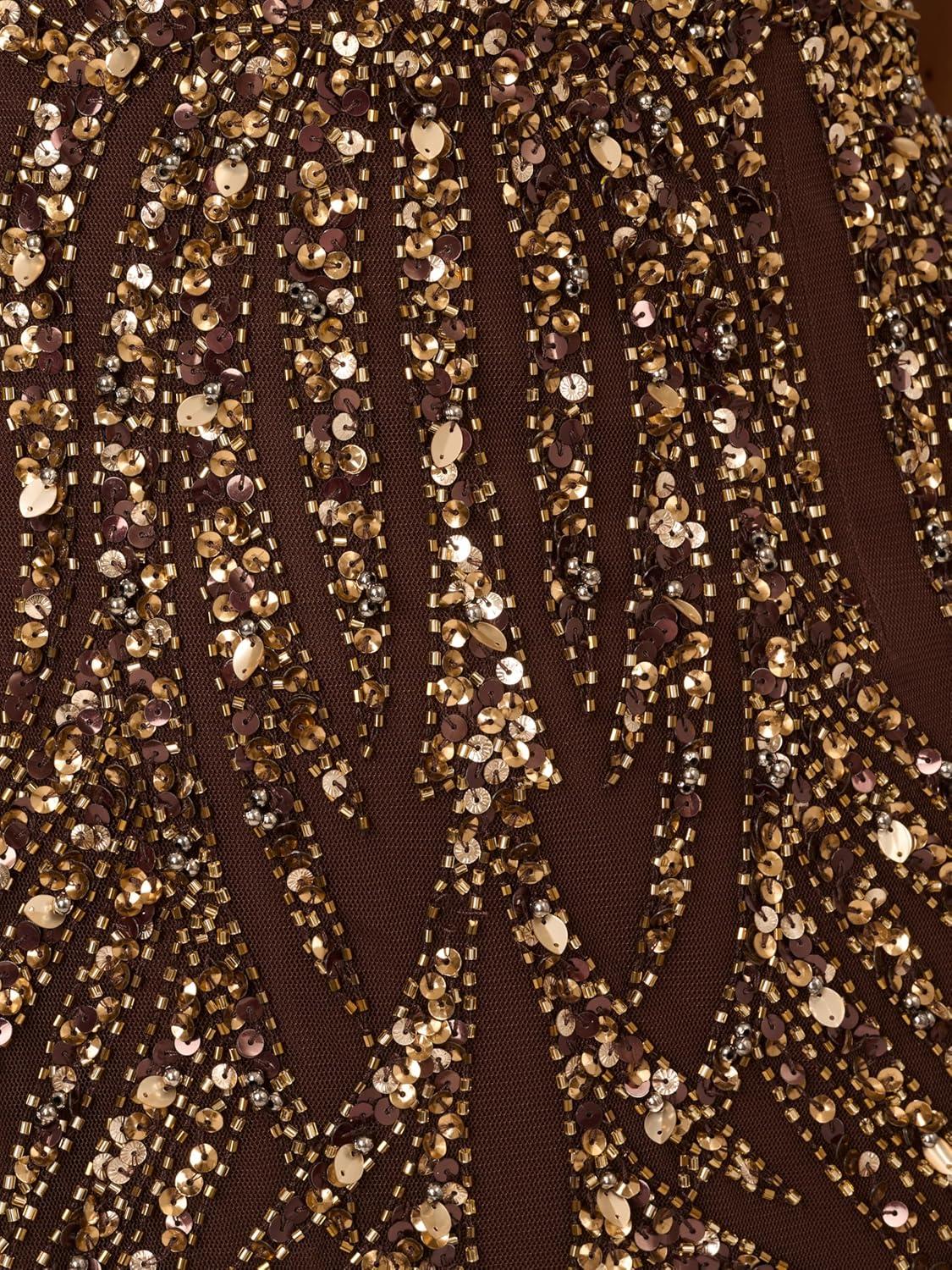 imageAdrianna Papell Womens Sleeveless Bead Long DressChocolate