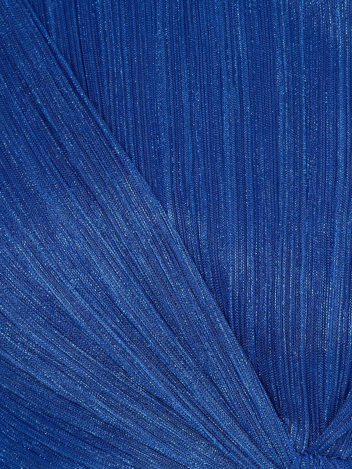 imageAdrianna Papell Womens Stardust Pleated Draped GownBrilliant Sapphire