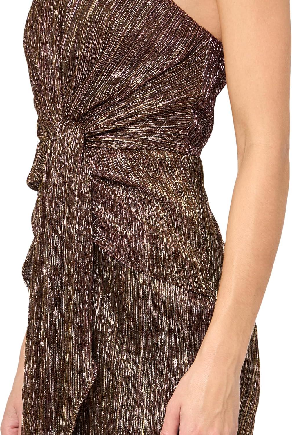 imageAdrianna Papell Womens Stardust Pleated Draped GownCopper