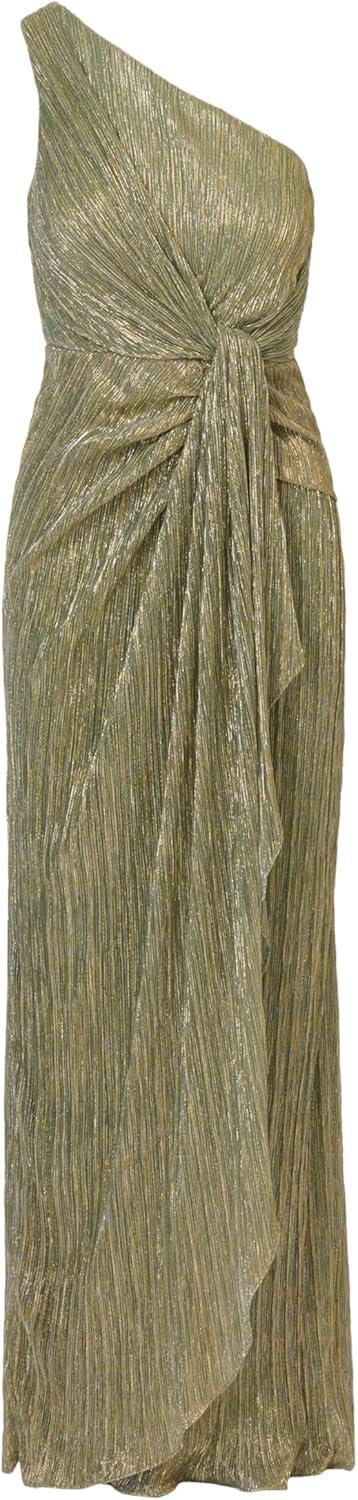 imageAdrianna Papell Womens Stardust Pleated Draped GownGreen Slate