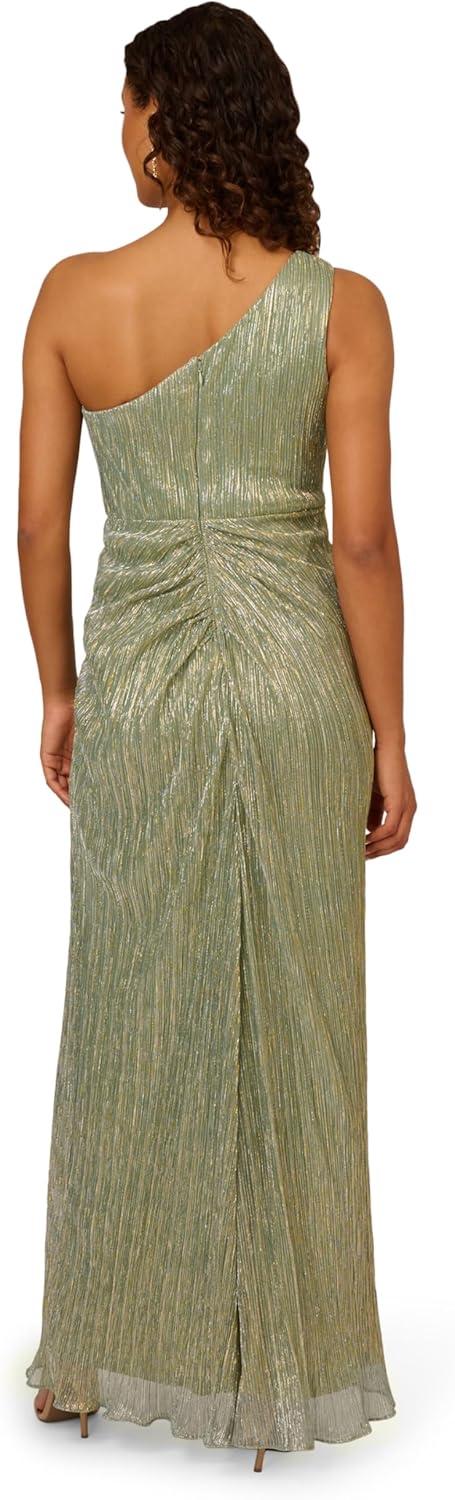 imageAdrianna Papell Womens Stardust Pleated Draped GownGreen Slate