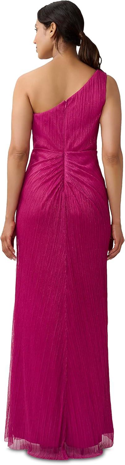 imageAdrianna Papell Womens Stardust Pleated Draped GownMagenta