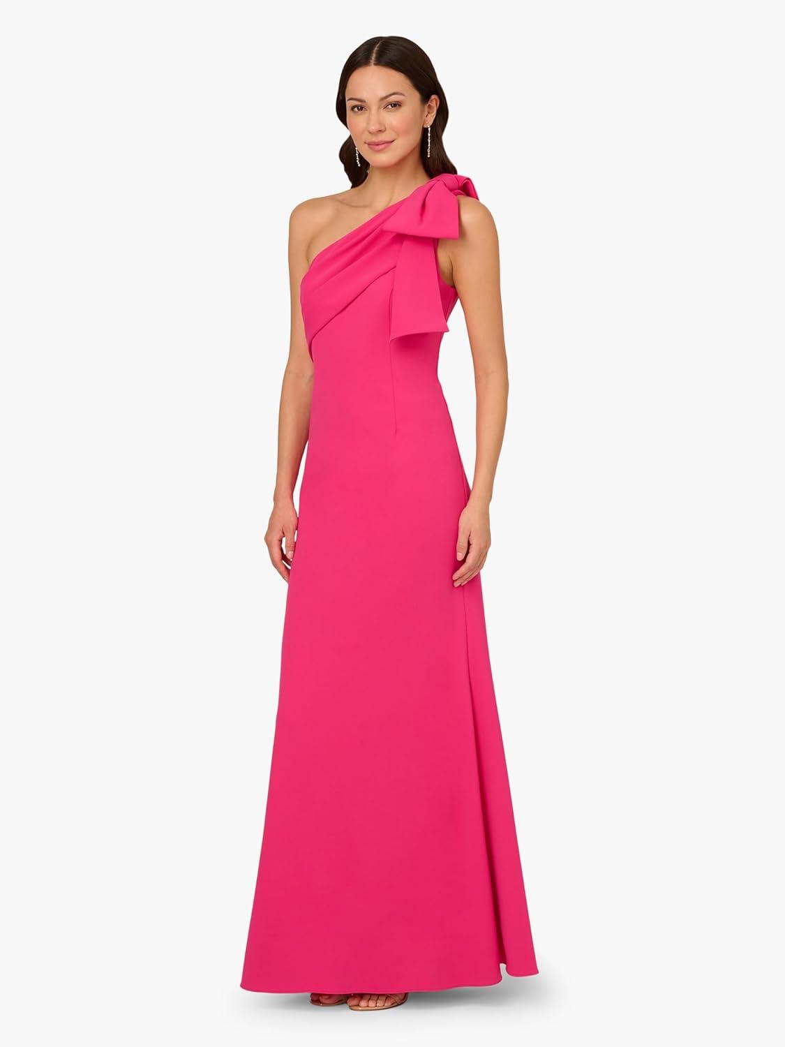 imageAdrianna Papell Womens Stretch Crepe Long DressHot Pink