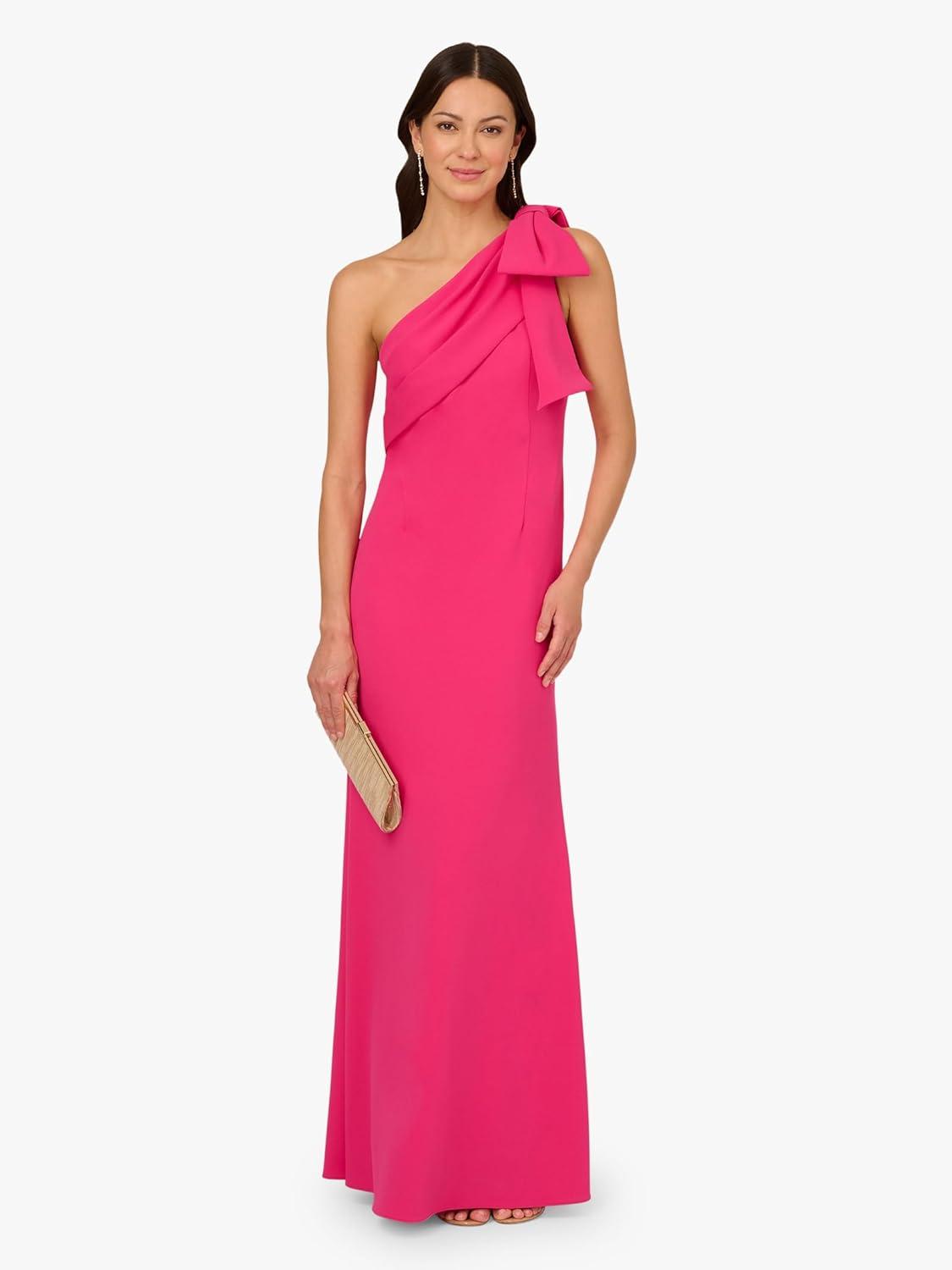 imageAdrianna Papell Womens Stretch Crepe Long DressHot Pink