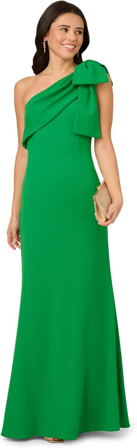 imageAdrianna Papell Womens Stretch Crepe Long DressPalm Leaf