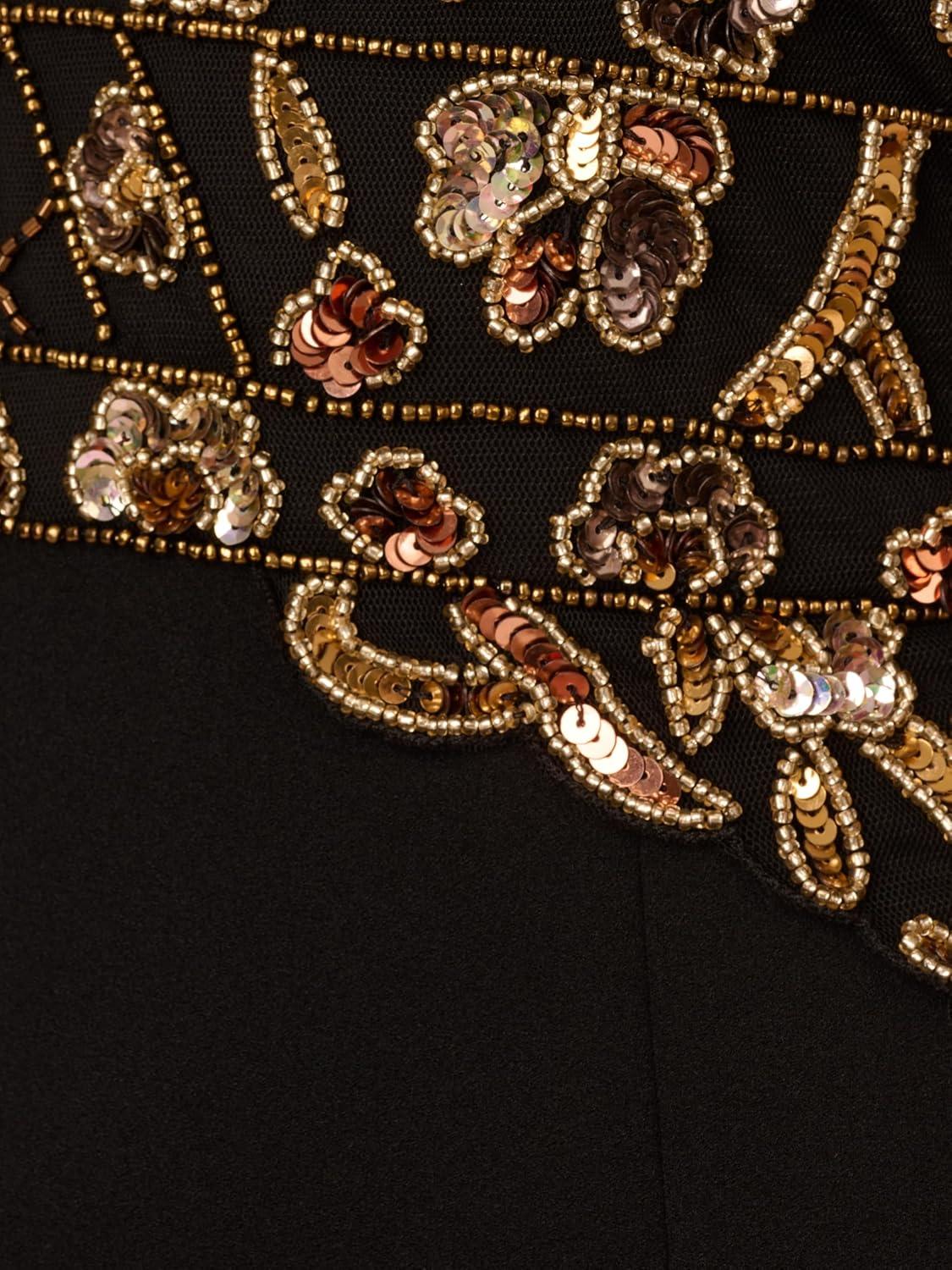 imageAdrianna Papell womens Beaded Crepe JumpsuitBlackRosegold