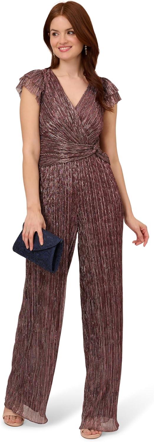 imageAdrianna Papell womens Metallic Crinkle JumpsuitPlum