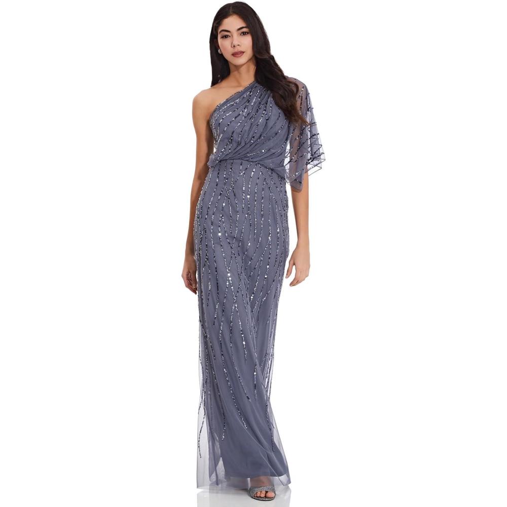 imageAdrianna Papell Womens Long Beaded DressDusty Blue