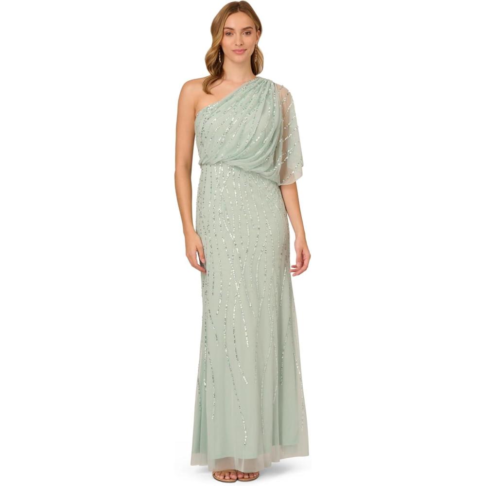 imageAdrianna Papell Womens Long Beaded DressIcy Sage