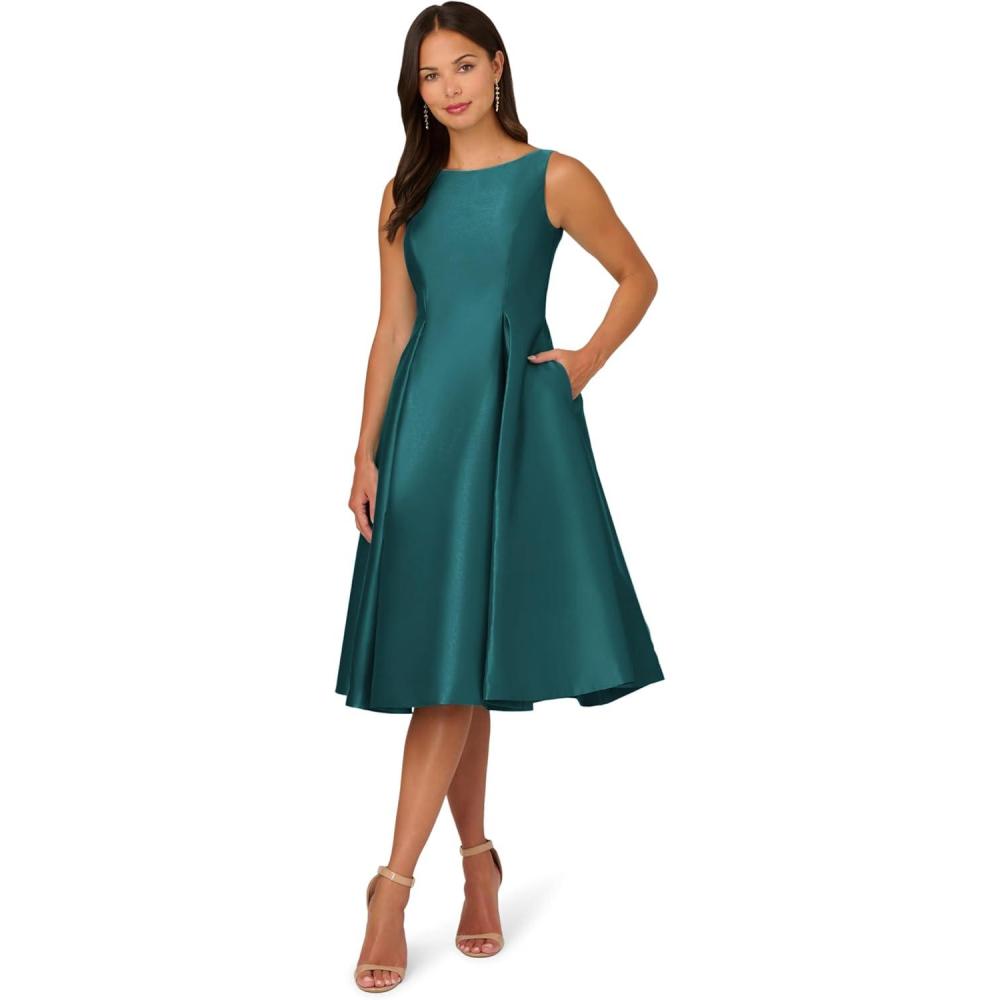 imageAdrianna Papell Womens Sleeveless Tea Length Dress Lily Teal 10