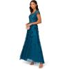 imageAdrianna Papell Womens Bead 3D Petal Long DressTeal Sapphire