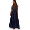 imageAdrianna Papell Womens Bead Combo Taffeta Long DressLight Navy