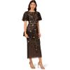 imageAdrianna Papell Womens Beaded Mesh Column DressBlackRosegold