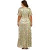imageAdrianna Papell Womens Foil Leaf Draped GownSageGold