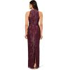 imageAdrianna Papell Womens Halter Bead Drape Long DressDeep Amethyst