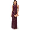 imageAdrianna Papell Womens Halter Bead Drape Long DressDeep Amethyst