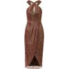 imageAdrianna Papell Womens Halter Crinkle Metallic DressCopper