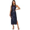 imageAdrianna Papell Womens Leaf Sequin Maxi DressNavyBlack