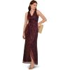 imageAdrianna Papell Womens Metallic Mesh Cascade GownSpecial Occasion DressBurgundyGold