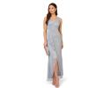 imageAdrianna Papell Womens Metallic Mesh Cascade GownSpecial Occasion DressSky Blue
