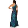 imageAdrianna Papell Womens One Shoulder Jacquard GownCobaltTeal
