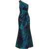 imageAdrianna Papell Womens One Shoulder Jacquard GownCobaltTeal