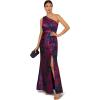 imageAdrianna Papell Womens One Shoulder Jacquard GownNavyOrchid