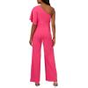 imageAdrianna Papell Womens PlusSize One Shoulder Crepe Melania Jumpsuit PlusIvory
