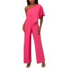 imageAdrianna Papell Womens PlusSize One Shoulder Crepe Melania Jumpsuit PlusIvory