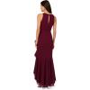 imageAdrianna Papell Womens Ruffle Crepe Halter GownCabernet