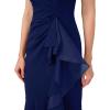 imageAdrianna Papell Womens Ruffle Crepe Halter GownNavy Sateen