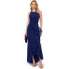 imageAdrianna Papell Womens Ruffle Crepe Halter GownNavy Sateen