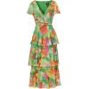 imageAdrianna Papell Womens Tiered Chiffon Midi DressGreen Multi