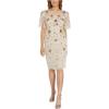 imageAdrianna Papell Womens Beaded Flutter Sleeve DressAlabaster