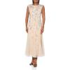 imageAdrianna Papell Womens Beaded Mesh Ankle DressSpecial Occasion DressSilverNude