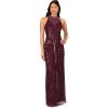 imageAdrianna Papell Womens Halter Bead Drape Long DressDeep Amethyst