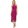imageAdrianna Papell Womens Halter Crinkle Metallic DressMagenta