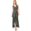 imageAdrianna Papell Womens Metallic Mesh Cascade GownSpecial Occasion DressEvergreen