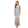 imageAdrianna Papell Womens Metallic Mesh Cascade GownSpecial Occasion DressSky Blue