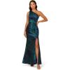 imageAdrianna Papell Womens One Shoulder Jacquard GownCobaltTeal