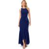 imageAdrianna Papell Womens Ruffle Crepe Halter GownNavy Sateen