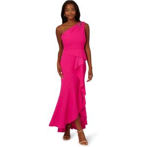 imageAdrianna Papell Womens Beaded Knit Crepe GownFuchsia