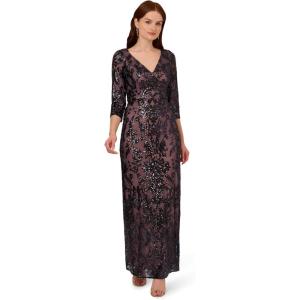 imageAdrianna Papell Womens Beaded Long DressNavyRosegold