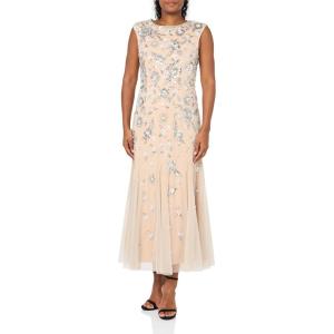 imageAdrianna Papell Womens Beaded Mesh Ankle DressSpecial Occasion DressSilverNude